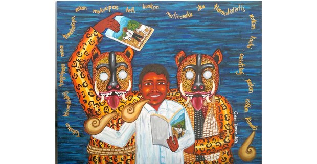Las lenguas originarias, 500 años en resistencia. Pintura de Griss Romero