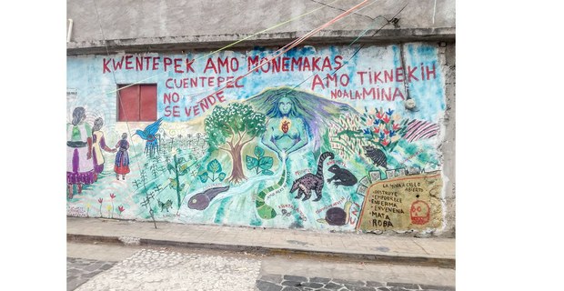 Mural en náhuatl contra la minería en Cuentepec, Morelos, 2022. Foto: Ojarasca