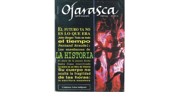 Paisaje pintado en la portada de Ojarasca en su segundo  aniversario (1993). Foto: Lourdes Grobet
