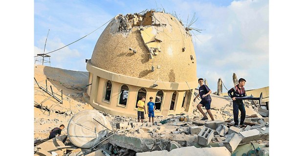 Mezquita bombardeada en Gaza. Foto: Institute of Palestinian Studies