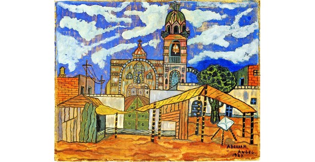 Paisaje de Tepito, 1923. Óleo sobre madera de Abraham Ángel