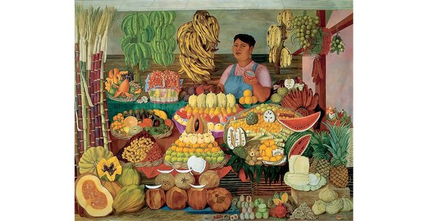 La vendedora de frutas, pintura de Olga Costa, 1951