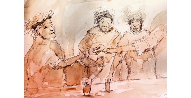 Después del convite, café sobre papel de Lamberto Roque Hernández