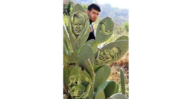Arte en pencas de nopal, por Ahmed Yasin, de Palestina