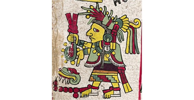 Detalles con grecas en el enredo de la Señora 7 Lagarto en el Códice Tonindeye Lado 2