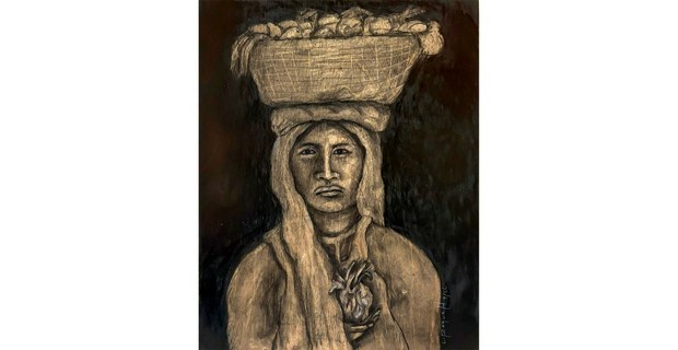 Pieza en carbón y madera, por Lamberto Roque Hernández