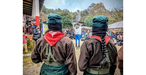 Quema de “Judas” durante el Semillero “La tormenta dentro y fuera de las comunidades zapatistas”, San Cristóbal de Las Casas, Chiapas, abril de 2026. Foto: Xolotl