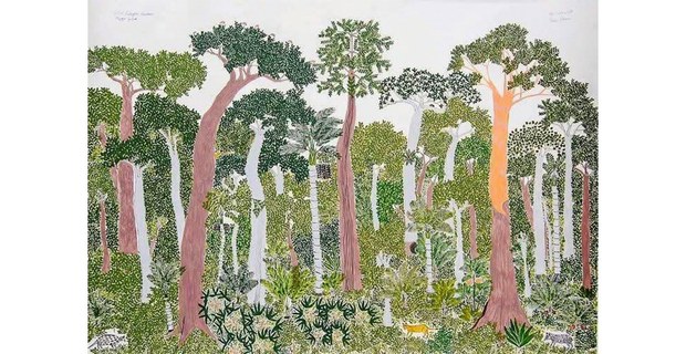 Selva, por Ángel Rodríguez (1944-1995), artista nonuya de la Amazonia colombiana