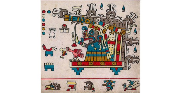 Reprentación pictórica de una Ve’e Savi, “Casa de Lluvia”, en el Códice Mictlan (Códice Laud).
