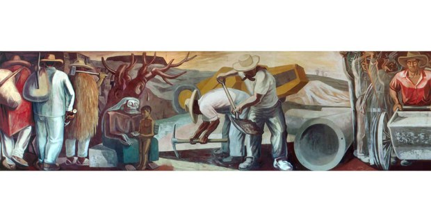 La ciencia y el trabajo. Mural de José Chávez Morado en la antigua Facultad de Ciencias, Ciudad Universitaria, UNAM, 1952